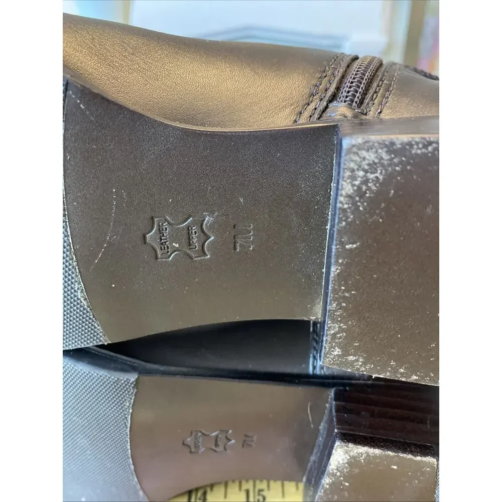 Tory Burch Bristol Brown Leather Riding Harness Boot Size 7 equestrian High